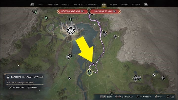 Link do mapy: Merlin Trial - South Hogwarts Region #9 - Hogwarts Legacy: Południowy Rejon Hogwartu - wszystkie Łamigłówki Merlina - Hogwarts Legacy - poradnik do gry