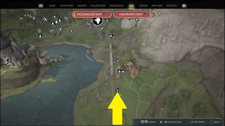 Link do mapy: Merlin Trial - South Hogwarts Region #6 - Hogwarts Legacy: Południowy Rejon Hogwartu - wszystkie Łamigłówki Merlina - Hogwarts Legacy - poradnik do gry