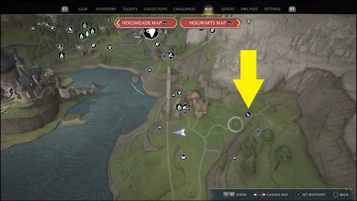 Link do mapy: Merlin Trial - South Hogwarts Region #5 - Hogwarts Legacy: Południowy Rejon Hogwartu - wszystkie Łamigłówki Merlina - Hogwarts Legacy - poradnik do gry