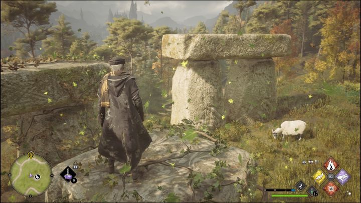 Gdy będziecie już na trzeciej, skoczcie w prawo na niższą platformę, a potem wróćcie na poprzednią - Hogwarts Legacy: Dolina Hogwartu - wszystkie Łamigłówki Merlina - Hogwarts Legacy - poradnik do gry