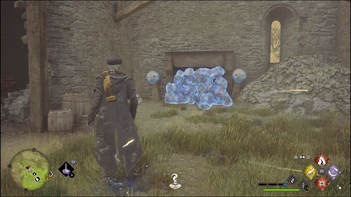 Przy murach znajduje się najmniej widoczna grupa obiektów, które musicie zniszczyć - Hogwarts Legacy: Dolina Hogwartu - wszystkie Łamigłówki Merlina - Hogwarts Legacy - poradnik do gry