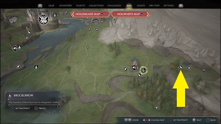 Link do mapy: Merlin Trial - Hogwarts Valley #8 - Hogwarts Legacy: Dolina Hogwartu - wszystkie Łamigłówki Merlina - Hogwarts Legacy - poradnik do gry