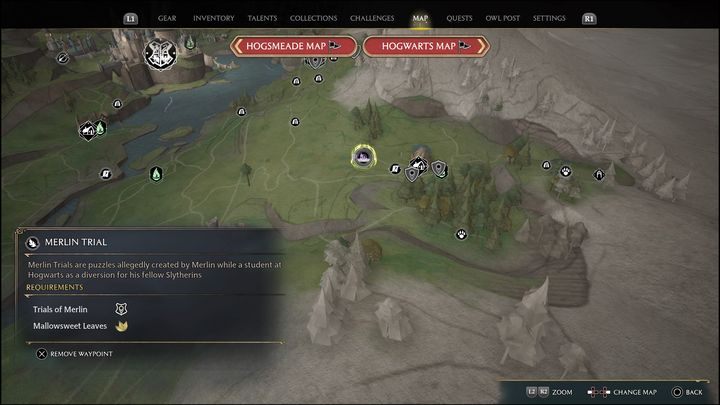 Link do mapy: Merlin Trial - Hogwarts Valley #7 - Hogwarts Legacy: Dolina Hogwartu - wszystkie Łamigłówki Merlina - Hogwarts Legacy - poradnik do gry