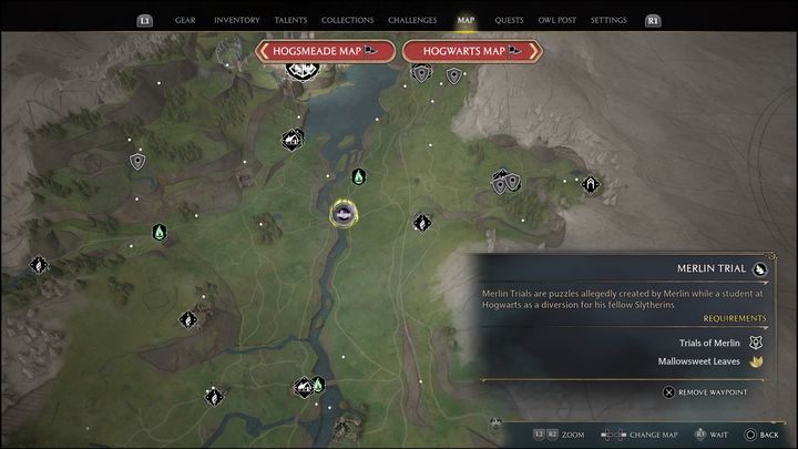 Link do mapy: Merlin Trial - Hogwarts Valley #4 - Hogwarts Legacy: Dolina Hogwartu - wszystkie Łamigłówki Merlina - Hogwarts Legacy - poradnik do gry