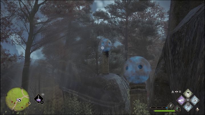 Aby roztrzaskać kule, wystarczy wykonać na nich atak podstawowy - Hogwarts Legacy: Dolina Hogwartu - wszystkie Łamigłówki Merlina - Hogwarts Legacy - poradnik do gry