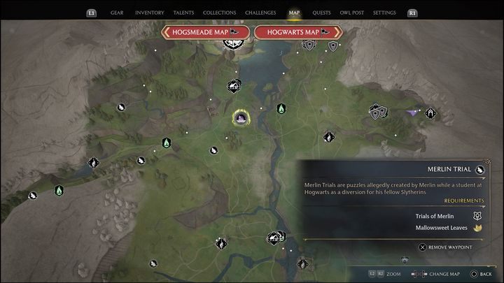 Link do mapy: Merlin Trial - Hogwarts Valley #2 - Hogwarts Legacy: Dolina Hogwartu - wszystkie Łamigłówki Merlina - Hogwarts Legacy - poradnik do gry
