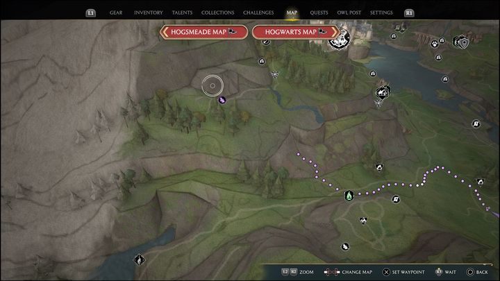 Link do mapy: Merlin Trial - Hogwarts Valley #1 - Hogwarts Legacy: Dolina Hogwartu - wszystkie Łamigłówki Merlina - Hogwarts Legacy - poradnik do gry