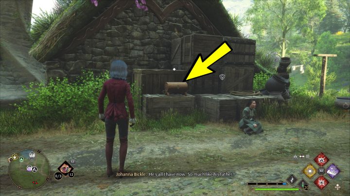 Następna skrzynia też jest w wiosce Dolne Hogsfield (Lower Hogsfield) - Hogwarts Legacy: Skrzynie skarbów Południowy Rejon Hogwartu (South Hogwarts Region) - Hogwarts Legacy - poradnik do gry