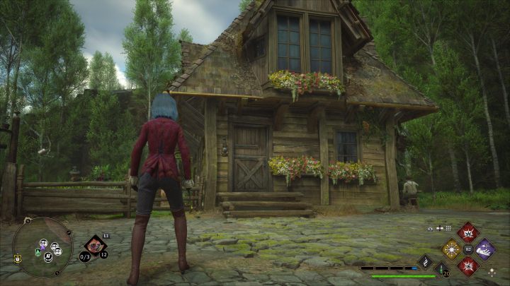 Ta skrzynia z wioski Aranshire jest w drewnianym domu, obok drzwi wejściowych - Hogwarts Legacy: Skrzynie skarbów Południowy Rejon Hogwartu (South Hogwarts Region) - Hogwarts Legacy - poradnik do gry