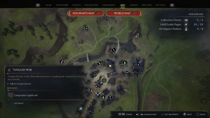 Wykonajcie najpierw misję poboczną Spotkanie ze Zbiegunem (Absconder Encounter), którą otrzymacie od handlarza z Aranshire o imieniu Adley - Hogwarts Legacy: Skrzynie skarbów Południowy Rejon Hogwartu (South Hogwarts Region) - Hogwarts Legacy - poradnik do gry