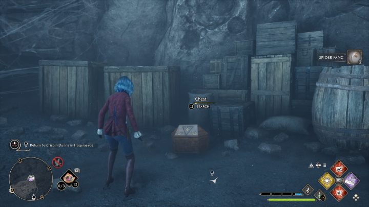 Skrzynia jest w pomieszczeniu, w którym stoczycie ostatnią walkę z największym pająkiem - Hogwarts Legacy: Skrzynie skarbów Południowy Rejon Hogwartu (South Hogwarts Region) - Hogwarts Legacy - poradnik do gry