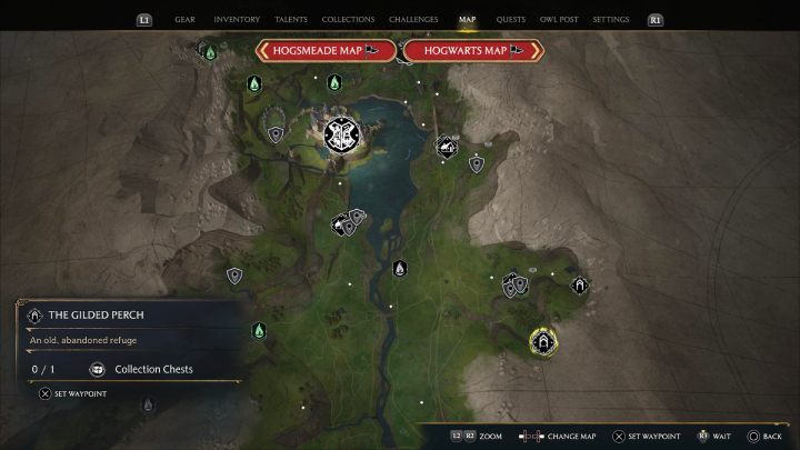 Ta skrzynia jest w jaskini Złota Grzęda (The Gilded Perch), niedaleko wioski Brockburrow - Hogwarts Legacy: Skrzynie skarbów Dolina Hogwartu (Hogwarts Valley) - Hogwarts Legacy - poradnik do gry