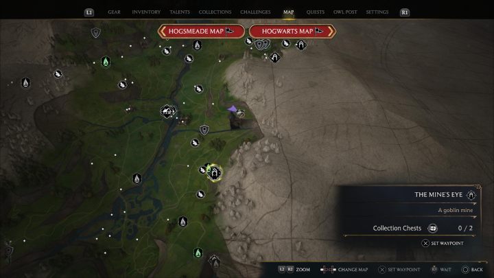 Te skrzynie znajdziecie w Oku Kopalni (The Mines Eye), którą zwiedzicie podczas misji głównej Lojalność Lodgoka (Lodgoks Loyalty) - Hogwarts Legacy: Skrzynie skarbów Dolina Hogwartu (Hogwarts Valley) - Hogwarts Legacy - poradnik do gry