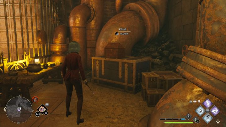 Przejdźcie przez wąski tunel, skrzynia leży przy rurach - Hogwarts Legacy: Skrzynie skarbów Dolina Hogwartu (Hogwarts Valley) - Hogwarts Legacy - poradnik do gry