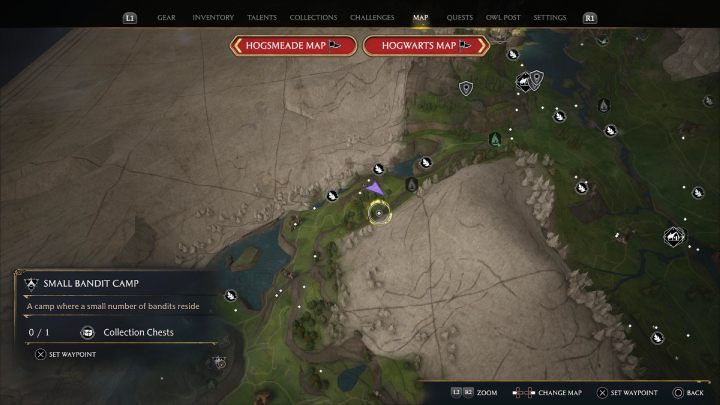 Kolejna skrzynia z tego regionu jest w obozie bandytów na zachód od punktu szybkiej podróży Północne Feldcroft (North Feldcroft) - Hogwarts Legacy: Skrzynie skarbów Rejon Feldcroft (Feldcroft Region) - Hogwarts Legacy - poradnik do gry