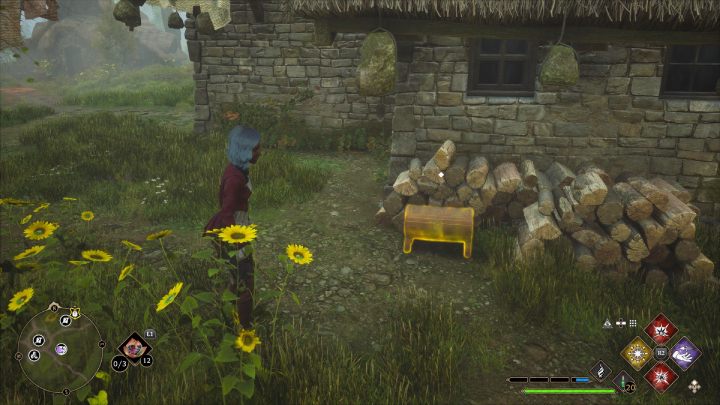 Trzecią skrzynię z wioski Feldcroft znajdziecie za tym samym domem, przy drewnie na opał - Hogwarts Legacy: Skrzynie skarbów Rejon Feldcroft (Feldcroft Region) - Hogwarts Legacy - poradnik do gry