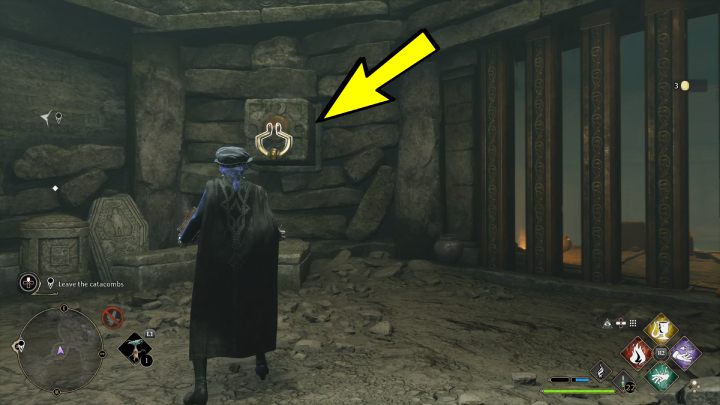 Pociągnijcie za uchwyt zaklęciem Accio, aby otworzyć drzwi i wrócić do głównej komnaty - Hogwarts Legacy: Skrzynie skarbów Rejon Feldcroft (Feldcroft Region) - Hogwarts Legacy - poradnik do gry