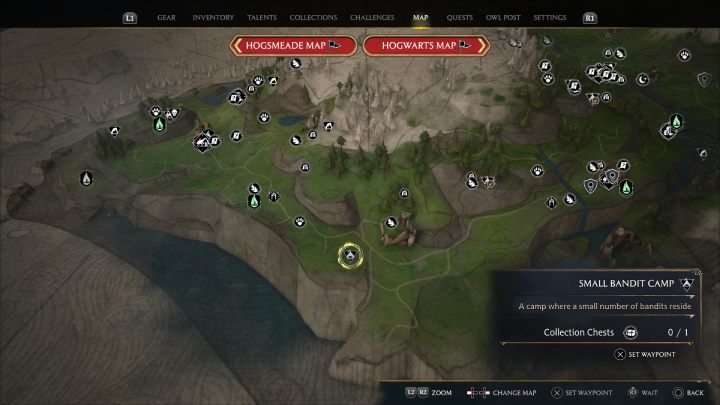 Następna skrzynia jest w obozie bandytów, tuż obok poprzedniego obozu - Hogwarts Legacy: Skrzynie skarbów Rejon Feldcroft (Feldcroft Region) - Hogwarts Legacy - poradnik do gry