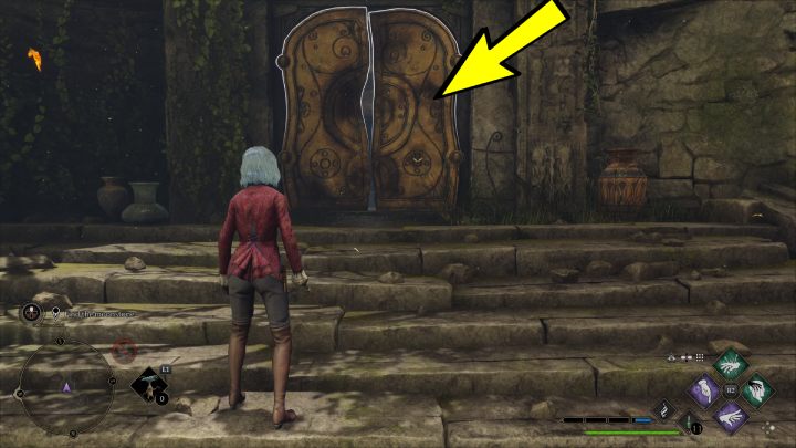 Zaklęciem Depulso usuńcie drzwi po lewej stronie i idźcie na przód - Hogwarts Legacy: Skrzynie skarbów Rejon Feldcroft (Feldcroft Region) - Hogwarts Legacy - poradnik do gry