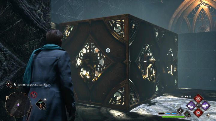 Podejdźcie do ruchomego elementu i użyjcie Depulso, aby pchnąć klocki na drugą stronę pokoju - Hogwarts Legacy: Sala Herodiany (The Hall of Herodiana) - Hogwarts Legacy - poradnik do gry