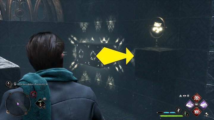 Następnie użyjcie Accio, aby przesunąć element do miejsca z mechanizmem resetującym puzzle - Hogwarts Legacy: Sala Herodiany (The Hall of Herodiana) - Hogwarts Legacy - poradnik do gry