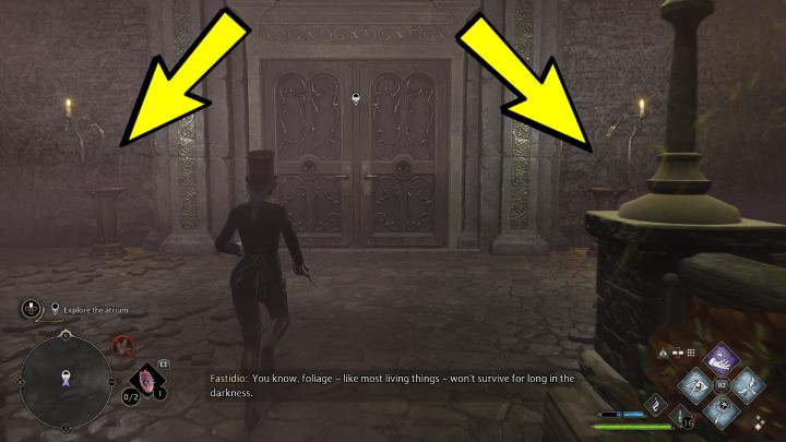 Atrium znajduje się po prawej stronie nawiedzonej posiadłości - Hogwarts Legacy: Jak zbadać Atrium w queście Pilnowanie swojego nosa (Minding Your Own Business)? - Hogwarts Legacy - poradnik do gry