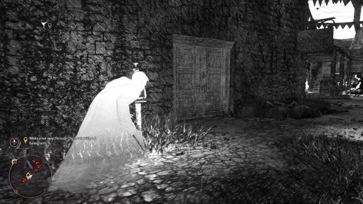 Gdy dalsza droga będzie zablokowana przez grupę wrogów, odwróćcie się i idźcie w kierunku drzwi widocznych na powyższym obrazku - Hogwarts Legacy: Próba Niam Fitzgerald (Niamh Fitzgeralds Trial) - Hogwarts Legacy - poradnik do gry