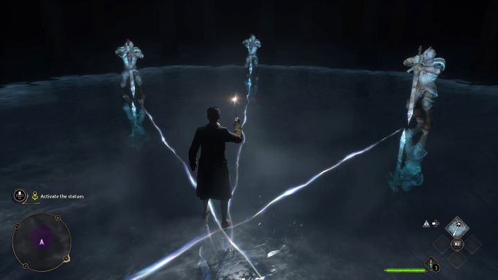 Po znalezieniu się w ciemnościach rozświetlcie okolicę zaklęciem Lumos (R2+trójkąt) i podążajcie za świetlikami - prowadzą do kolejnego magicznego kręgu - Hogwarts Legacy: Droga do Hogwartu (The Path to Hogwarts) - Hogwarts Legacy - poradnik do gry