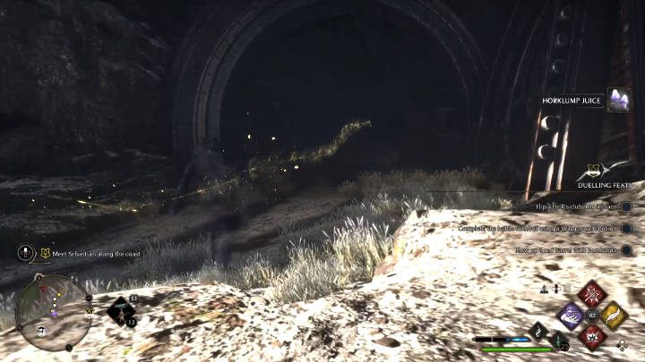 Żeby dostać się na wybrzeże, będziecie musieli przejść przez tunel, który prowadzi do nowej części mapy - Hogwarts Legacy: W cieniu góry (In the Shadow of the Mountain) - Hogwarts Legacy - poradnik do gry