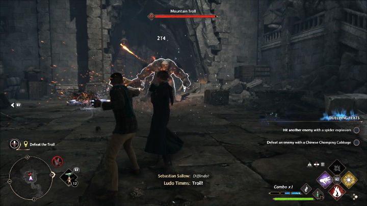 Gdy dojdziecie do kolejnej dużej Sali, zostaniecie zaatakowani przez trolla, któremu będą towarzyszyć pająki - Hogwarts Legacy: W cieniu góry (In the Shadow of the Mountain) - Hogwarts Legacy - poradnik do gry