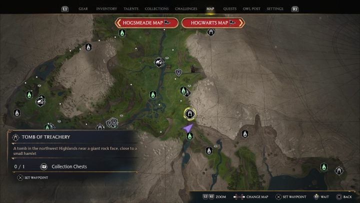 Skrzynię z Przybrzeżnej Pieczary (Coastal Cavern) znajdziecie w jaskini Grobowiec Zdrady (Tomb of Treachery) - Hogwarts Legacy: Skrzynie skarbów Przybrzeżna Pieczara (Coastal Cavern) - Hogwarts Legacy - poradnik do gry