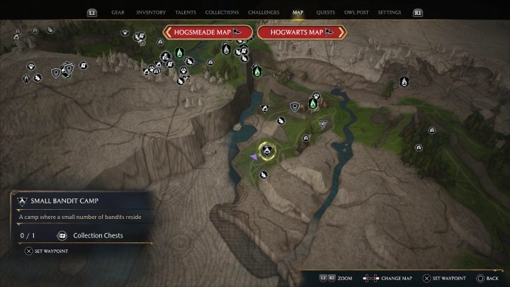 Tę skrzynię znajdziecie w kolejnym obozie bandytów, niedaleko poprzedniego obozu w zamku - Hogwarts Legacy: Skrzynie skarbów Wybrzeże Kłusowników (Poidsear Coast) - Hogwarts Legacy - poradnik do gry