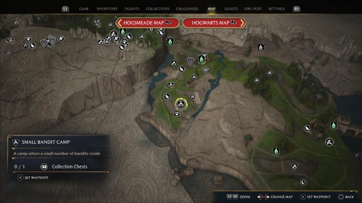 Kolejna skrzynia jest w małym obozie bandytów, w namiocie z okrągłym dachem - Hogwarts Legacy: Skrzynie skarbów Wybrzeże Kłusowników (Poidsear Coast) - Hogwarts Legacy - poradnik do gry