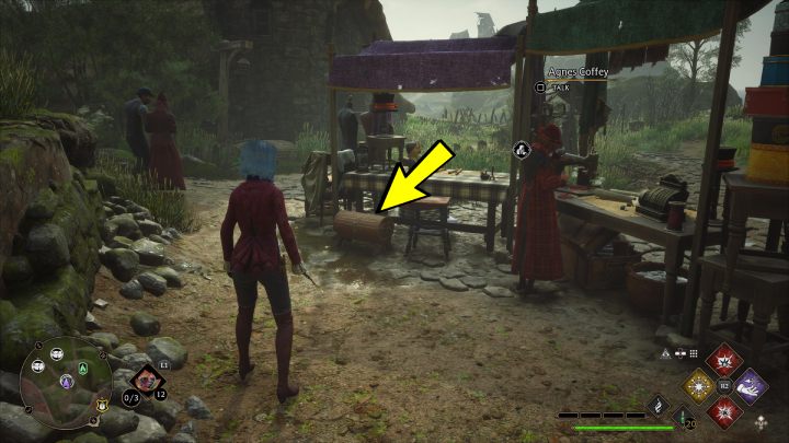 Następna skrzynia z wioski jest przy stoisku handlarki - Hogwarts Legacy: Skrzynie skarbów Dwór Cape (Manor Cape) - Hogwarts Legacy - poradnik do gry