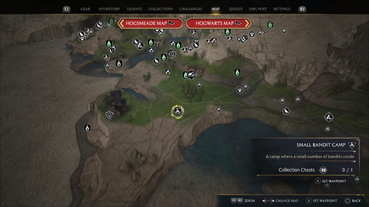 Następną skrzynię z tego regionu znajdziecie w małym obozie bandytów na południe od wioski Bainburgh - Hogwarts Legacy: Skrzynie skarbów Dwór Cape (Manor Cape) - Hogwarts Legacy - poradnik do gry