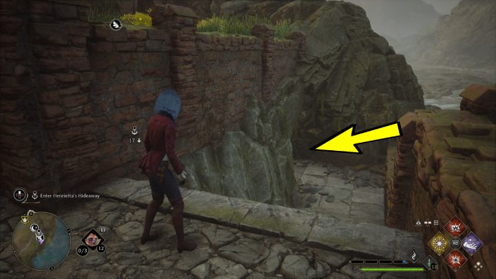 Wejście do kryjówki jest pod ruinami zamku - Hogwarts Legacy: Skrzynie skarbów Dwór Cape (Manor Cape) - Hogwarts Legacy - poradnik do gry