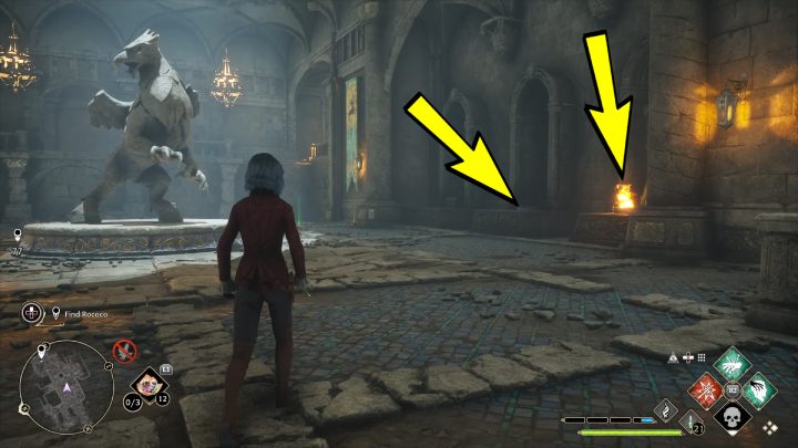 Gdy drzwi się otworzą, wejdźcie do dużej komnaty z posągiem hipogryfa - Hogwarts Legacy: Skrzynie skarbów Dwór Cape (Manor Cape) - Hogwarts Legacy - poradnik do gry