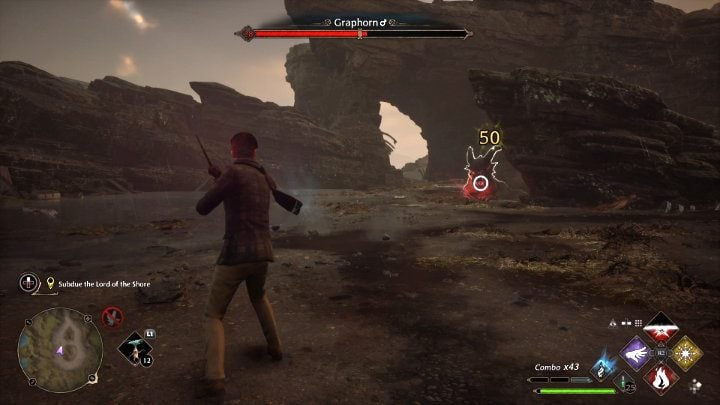 Pozostawajcie poza zasięgiem przeciwnika i kontynuujcie ataki z dystansu, łącząc je w kombinacje, a szybko przejdziecie do kolejnej fazy pojedynku - Hogwarts Legacy: Próba Sana Bakara (San Bakars Trial) - Hogwarts Legacy - poradnik do gry