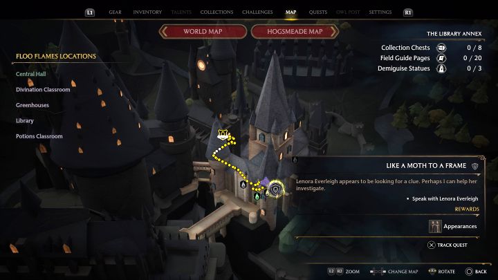 Pierwsza okazja do odblokowania pobocznej misji pojawia się po ukończeniu głównego questu Witamy w Hogwarcie - Hogwarts Legacy: Jak ćma do ramy (Like a Moth to a Frame) - Hogwarts Legacy - poradnik do gry