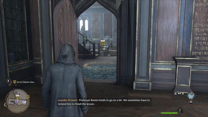 Musicie dotrzeć do klasy, w której prowadzone są zajęcia profesora Ronena (może Was tam doprowadzić zaczarowany kompas) - ustawcie się w okręgu i potwierdźcie udział w lekcji - Hogwarts Legacy: Zajęcia z zaklęć (Charms Class) - Hogwarts Legacy - poradnik do gry