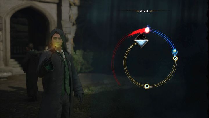 Nauczycie się zaklęcia Reparo - musicie zaliczyć mini-grę z podążania kursorem wyznaczoną trasą - Hogwarts Legacy: Zadanie Profesora Ronena (Professor Ronens Assignment) - Hogwarts Legacy - poradnik do gry
