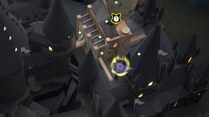 Zejdźcie po kolejnych schodach i dotrzyjcie do podwójnych drzwi, które prowadzą na dziedziniec - Hogwarts Legacy: Zamkowa skrytka (Cache in the Castle) - Hogwarts Legacy - poradnik do gry