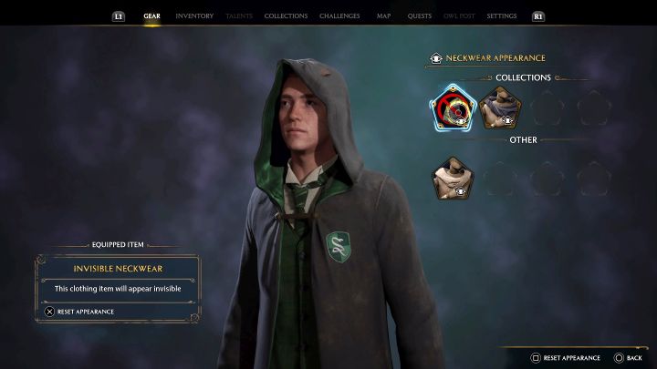 Dostępna jest też opcja całkowitego ukrycia danego elementu ubioru - Hogwarts Legacy: Jak zmienić wygląd ubrania (Change Apperance)? - Hogwarts Legacy - poradnik do gry