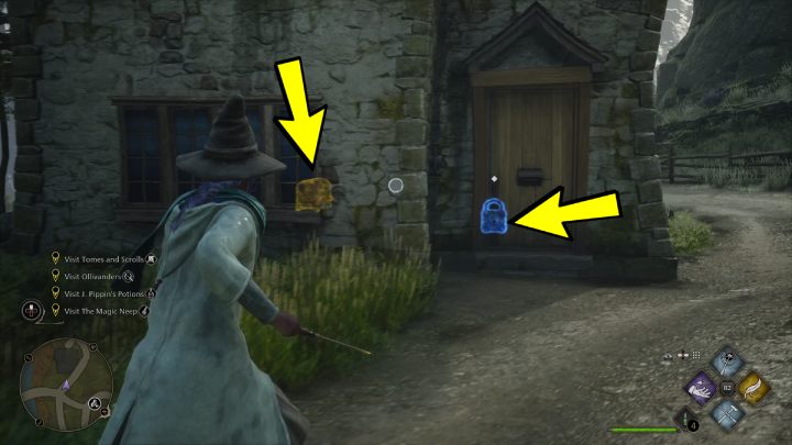 Obiekty podświetlone na niebiesko mogą być zamkniętymi kłódkami, które będą wymagały specjalnego zaklęcia lub osiągnięcia odpowiedniego poziomu postaci - Hogwarts Legacy: Porady na start - Hogwarts Legacy - poradnik do gry