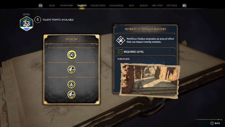Po tym jak awansujecie na 22 poziom koniecznie odblokujcie talent Mistrzostwo Petrificus Totalus (Petrificus Totalus Mastery) z kategorii Podkradanie się (Stealth) - Hogwarts Legacy: Czy w grze są ataki skrytobójcze? - Hogwarts Legacy - poradnik do gry