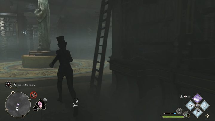 Przejdźcie teraz obok kamiennego posągu, na drugą stronę biblioteki - Hogwarts Legacy: Pilnowanie swojego nosa (Minding Your Own Business) - Hogwarts Legacy - poradnik do gry