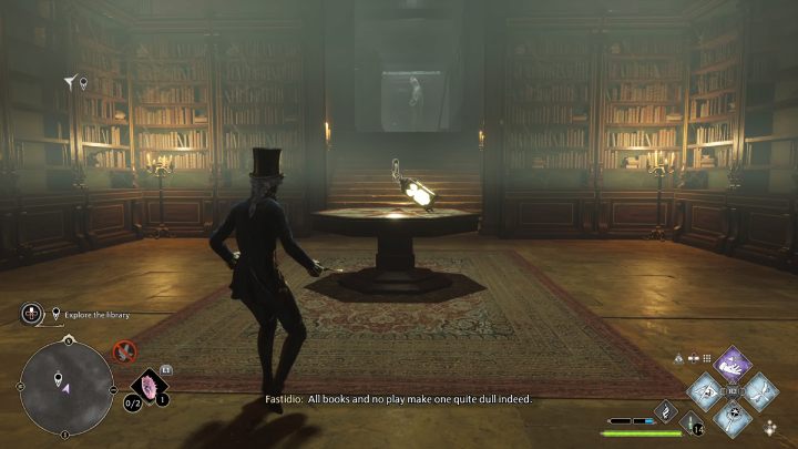 Podejdźcie do stolika, podnieście lampion i włóżcie go do 2 stojaka przy dużych drzwiach w bibliotece - Hogwarts Legacy: Pilnowanie swojego nosa (Minding Your Own Business) - Hogwarts Legacy - poradnik do gry