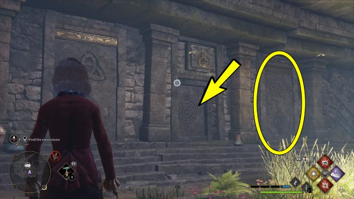 W pokoju z kamiennymi drzwiami z symbolami musicie otworzyć drzwi przy bramie po lewej stronie - Hogwarts Legacy: Centaur i kamień (The Centaur and the Stone) - Hogwarts Legacy - poradnik do gry