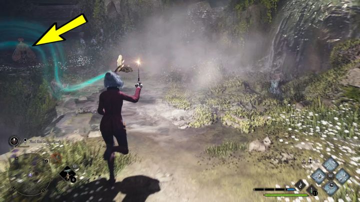 Zabierzcie tę samą ćmę i wrzućcie ją do mechanizmu obok wodospadu - Hogwarts Legacy: Centaur i kamień (The Centaur and the Stone) - Hogwarts Legacy - poradnik do gry