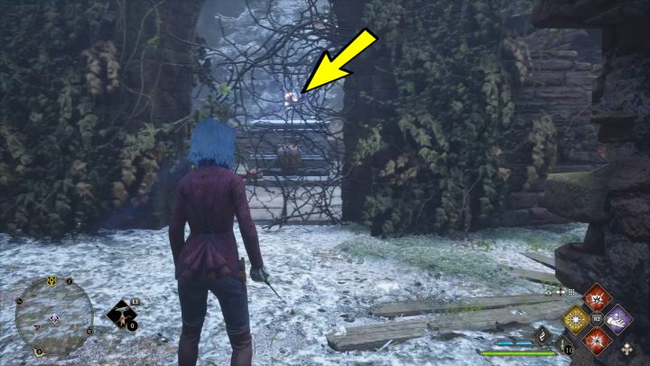 Użyjcie zaklęcia ognia do usunięcia pnączy i przejdźcie przez łuk (arch) - Hogwarts Legacy: Tętniące źródła starożytnej energii (Ancient Magic Hotspots) część 1 - Hogwarts Legacy - poradnik do gry